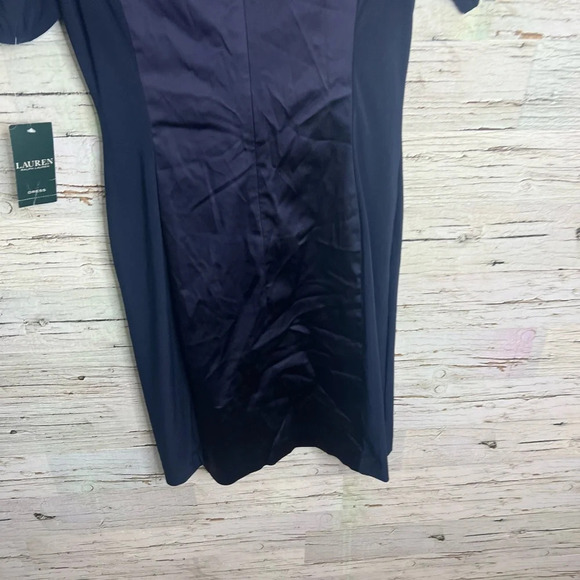 Lauren Ralph Lauren dress navy blue ruched midi size 10 NWT - Picture 8 of 9